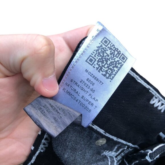 Vintage True Religion Jeans Size 32 STRAIGHT SUPER T BLACK WHITE STITCH - Picture 4 of 9